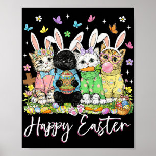 Happy Easter Cute Cat Lover Bunny Easter Day Women Poster