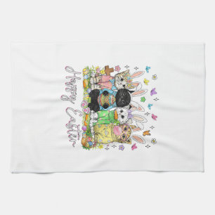 Happy Easter Cute Cat Lover Bunny Easter Day Women Tea Towel