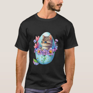 Happy Easter Cute Cat, Springtime Easter Day T-Shirt