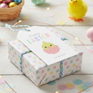 Happy Easter Cute Chick Peep Pastel Typography  Gift Tags