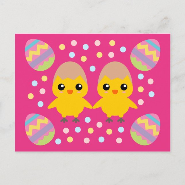 Happy Easter Cute Chicks Postcard (Front)