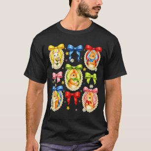 Happy Easter Cute Coquette Bow Bunny Portrait Girl T-Shirt
