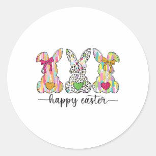 Happy Easter Cute Coquette Easter Bunny Rabbit Wom Classic Round Sticker