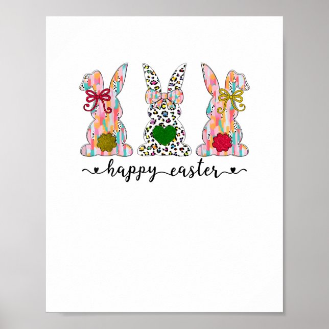 Happy Easter Cute Coquette Easter Bunny Rabbit Wom Poster (Front)