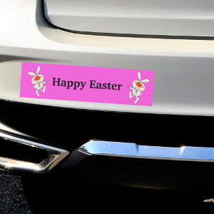 Happy Easter Cute Dancing Rabbit Bumper Sticker