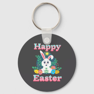 Happy Easter Cute Easter Bunny Egg Hunt Colorful G Key Ring