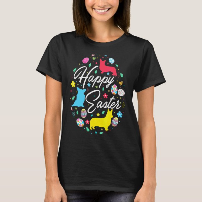 Happy Easter Cute Easter Eggs Shape Collection  Co T-Shirt (Front)