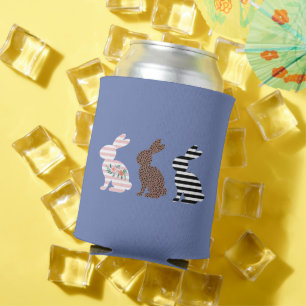 Happy Easter Cute Easter Leopard Bunny Rabbit  Can Cooler