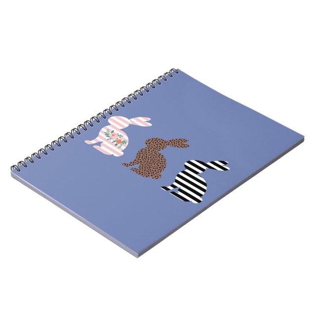 Happy Easter Cute Easter Leopard Bunny Rabbit  Notebook (Left Side)