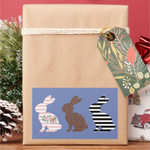 Happy Easter Cute Easter Leopard Bunny Rabbit  Rectangular Sticker