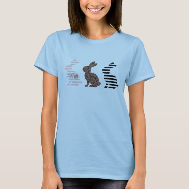 Happy Easter Cute Easter Leopard Bunny Rabbit  T-Shirt (Front)