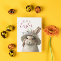 Happy Easter Cute Floral Bunny Rabbit Photo