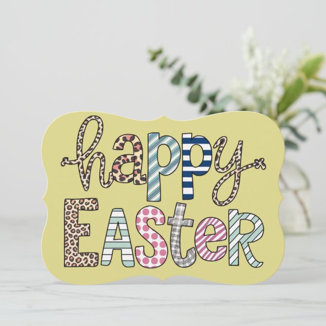 Happy Easter Cute Floral Bunny Spring Leopard (Standing Front)