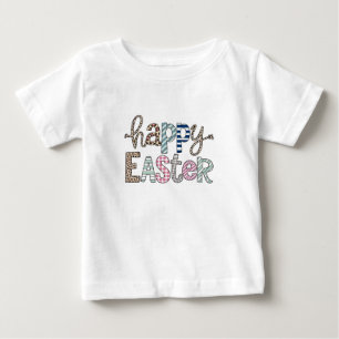 Happy Easter Cute Floral Bunny Spring Leopard Baby T-Shirt