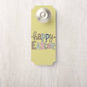 Happy Easter Cute Floral Bunny Spring Leopard Door Hanger