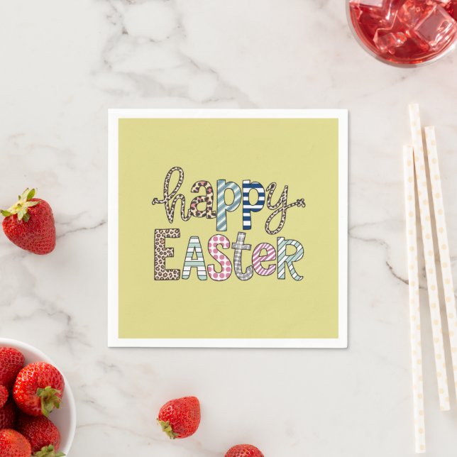 Happy Easter Cute Floral Bunny Spring Leopard Napkin (Insitu)