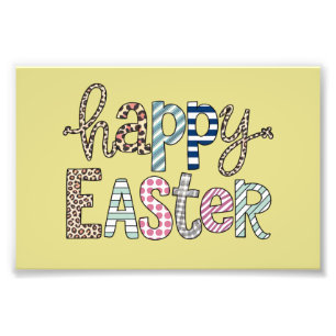 Happy Easter Cute Floral Bunny Spring Leopard Photo Print