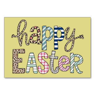 Happy Easter Cute Floral Bunny Spring Leopard Table Number