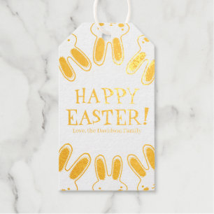 Happy Easter cute fun peeking bunnies custom text Gift Tags