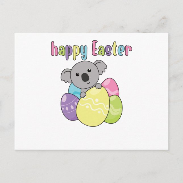 Happy Easter Cute Koala At Easter With Easter Eggs Postcard (Front)