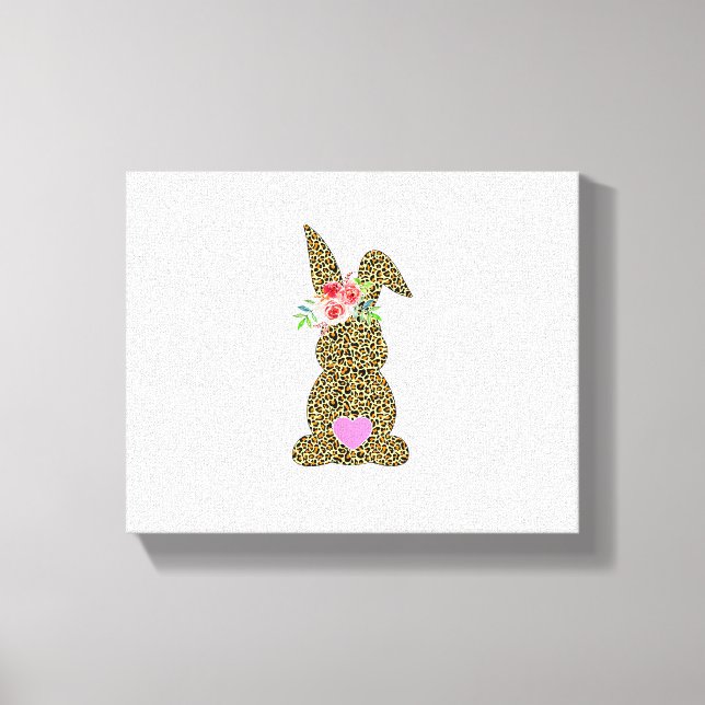 Happy Easter Cute Leopard Bunny Rabbit  Canvas Print (Front)