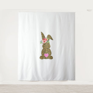 Happy Easter Cute Leopard Bunny Rabbit Tapestry