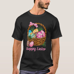 Happy Easter Cute Leopard Floral Egg Basket Christ T-Shirt