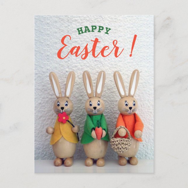 Happy Easter | Cute Little Easter Bunny Greeting Holiday Postcard (Front)