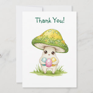 Happy  Easter cute mushroom Thank You Card