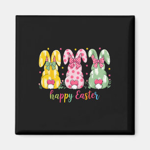 Happy Easter Cute Pink Coquette Bow Flower Bunny R Magnet