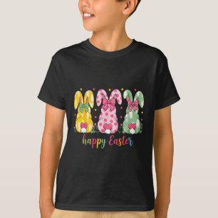 Happy Easter Cute Pink Coquette Bow Flower Bunny R T-Shirt