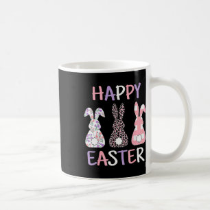 Happy Easter Cute Pink Leopard Plaid Flower Bunny Coffee Mug