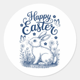 Happy Easter Cute Rabbit Bunny Easter Women Kids Classic Round Sticker