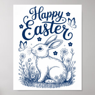 Happy Easter Cute Rabbit Bunny Easter Women Kids  Poster