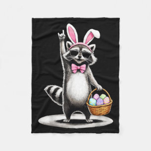 Happy Easter Cute Racoon Men Women Kids Boys Fleece Blanket