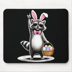 Happy Easter Cute Racoon Men Women Kids Boys Mouse Pad