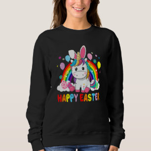 Happy Easter Cute Unicorn Wearing Bunny Ears Easte Sweatshirt