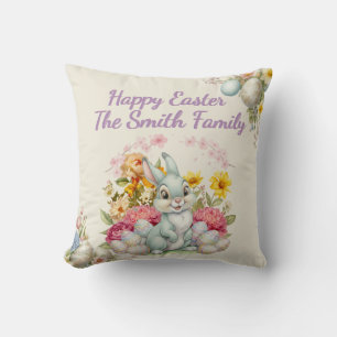Happy Easter Cute Water Color bunny  Cushion