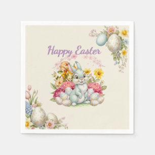 Happy Easter Cute Water Color bunny Napkin