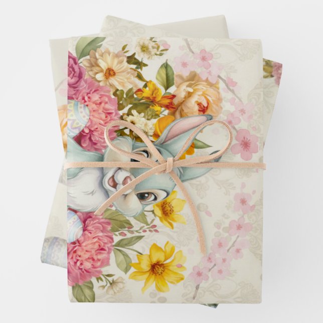 Happy Easter Cute Water Color bunny  Wrapping Paper Sheet (In situ)