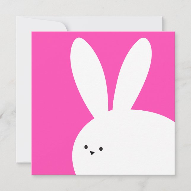 Happy Easter Cute White Bunny Rabbit Card (Front)