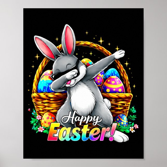 Happy Easter Dabbing Bunny Funny Egg Basket Men Bo Poster (Front)
