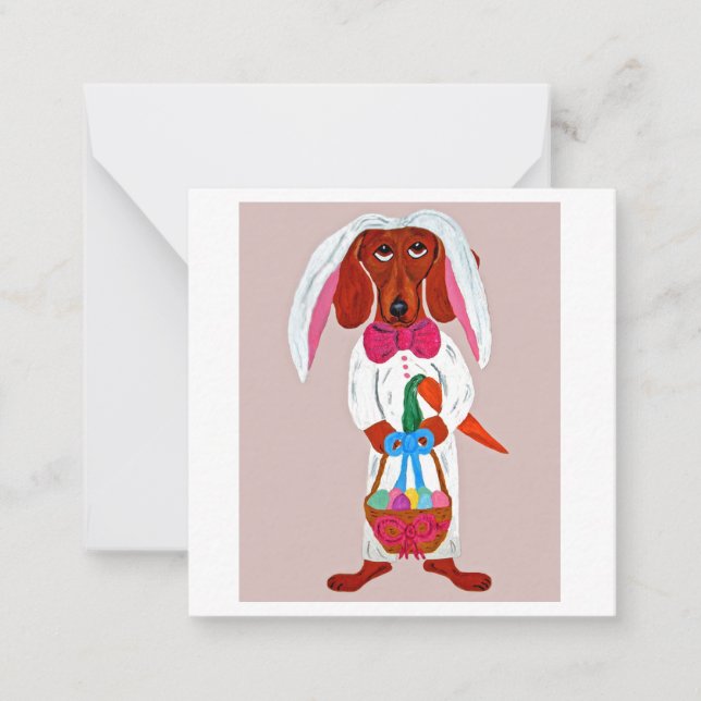 Happy Easter Dachshund Easter Bunny card (Front)