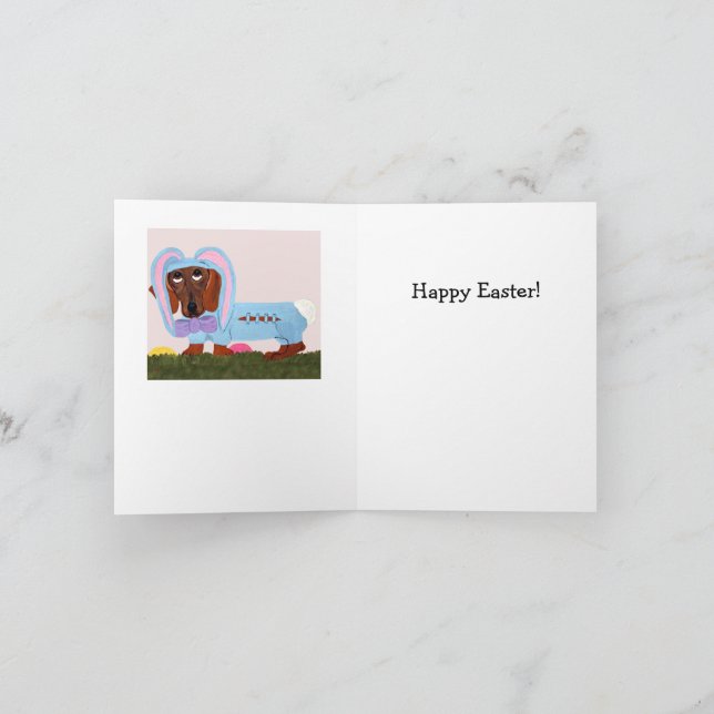 Happy Easter Dachshund Easter Bunny card (Inside)