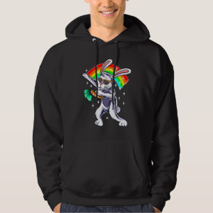 Happy Easter Day 2022 Funny Dabbing Egg Bunny Ear Hoodie