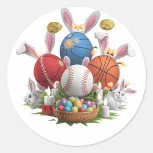 Happy Easter Day 2025 Funny Heart Bunny Eggs Classic Round Sticker