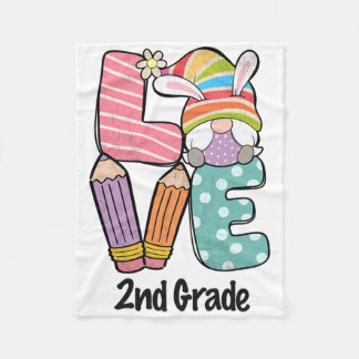 Happy Easter Day 2nd Grade Squad Love Teacher Gnom Fleece Blanket