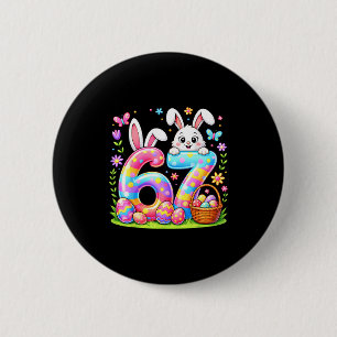 Happy easter day 67 bunny colorful eggs basket 6 cm round badge