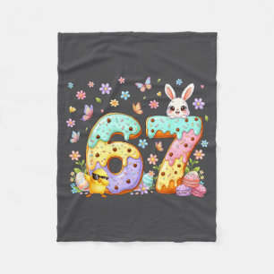 Happy Easter Day 67 Bunny Six Seven Easter 6 7 Kid Fleece Blanket