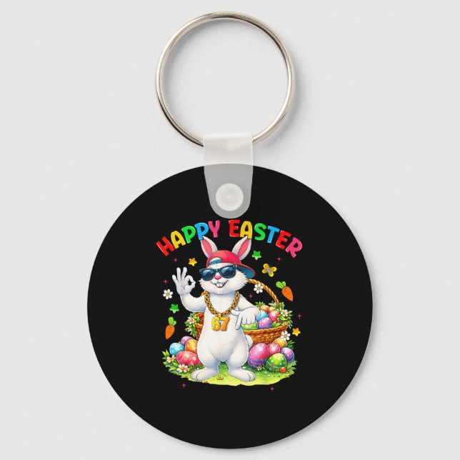 Happy Easter Day 67 Bunny Six Seven Meme Easter 6  Key Ring (Front)